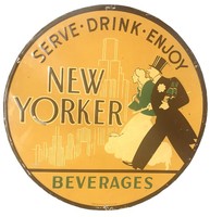 New Yorker Beverages by Brooklyn Bottling Group Art Deco Advertising Sign